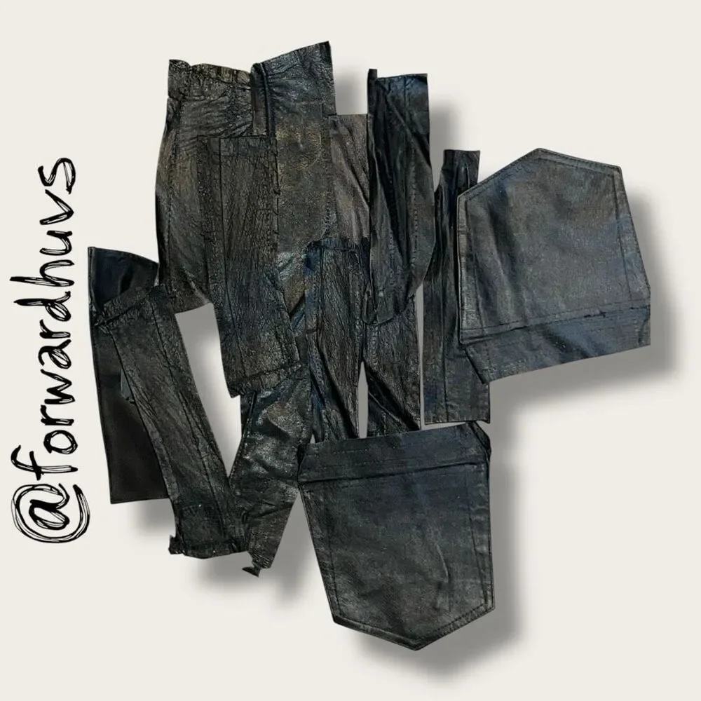 Scrap Sewing Black Leather Pieces & Leather Crafting Material  - 2 lbs 9 ounces